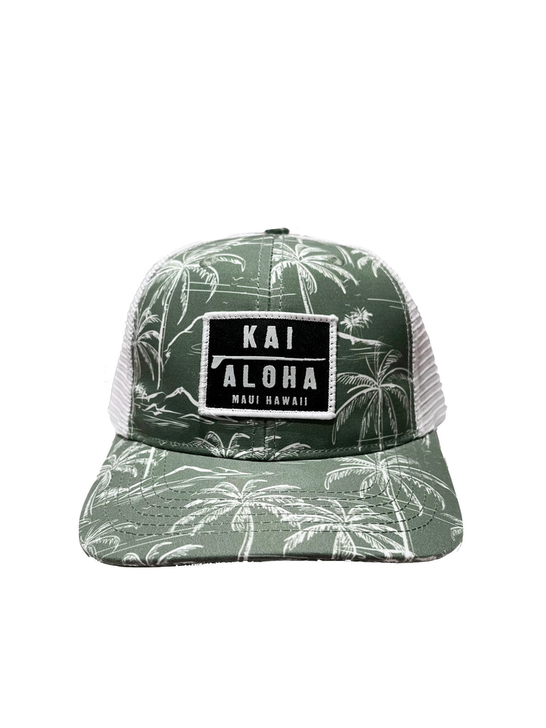 Palm trees on the front and cap with KaiAloha patch on the front.