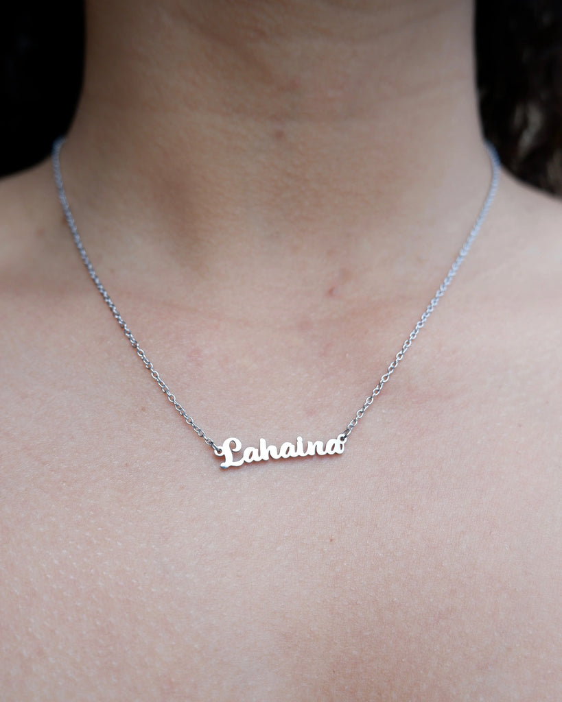 Lahaina script silver necklace 