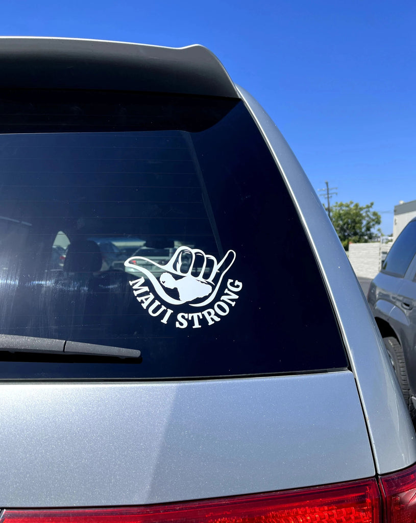 Maui Strong white vinyl stick and peel sticker.